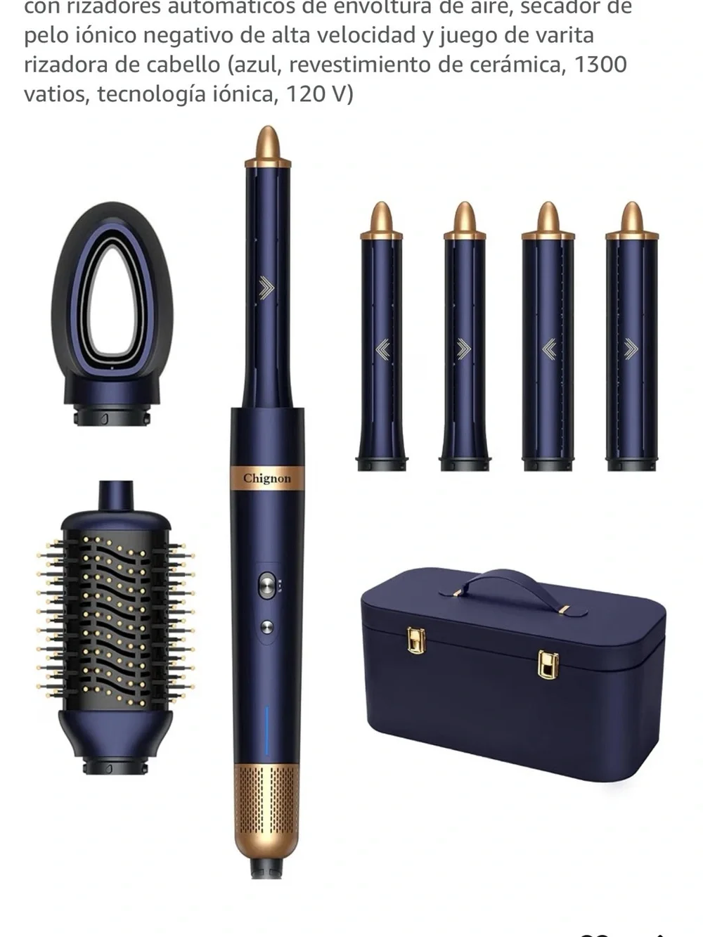 Men's 6-in-1 Navy Blue Styling Wand Set - Gold Accents